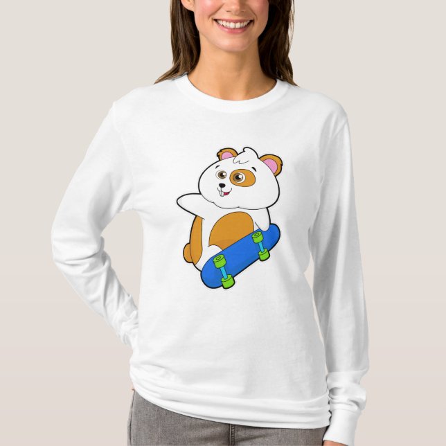 Camiseta Hamster como Patinador com skate (Frente)