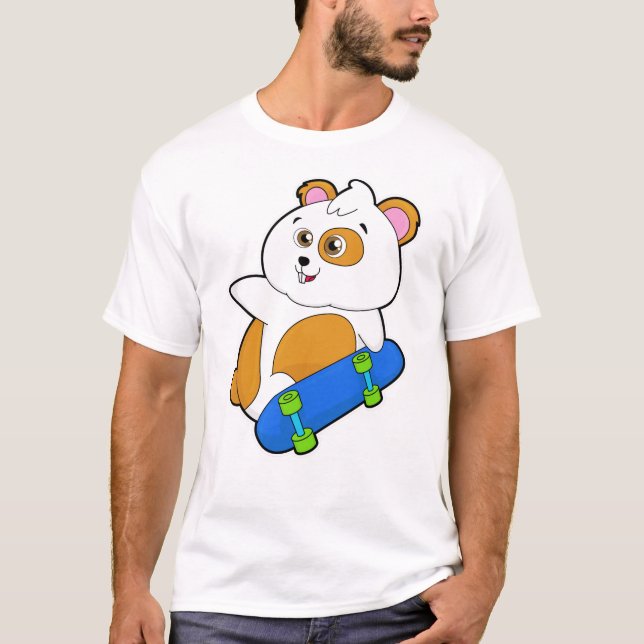 Camiseta Hamster como Patinador com skate (Frente)