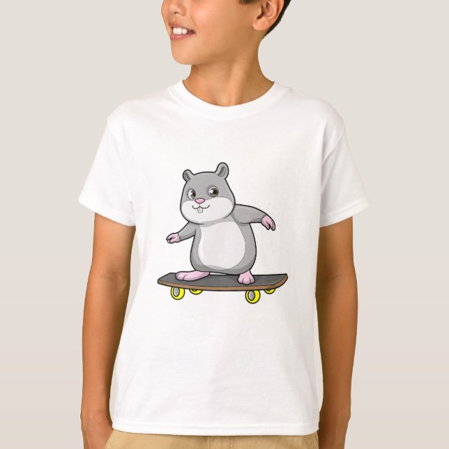 Camiseta Hamster como Patinador com skate (Frente)