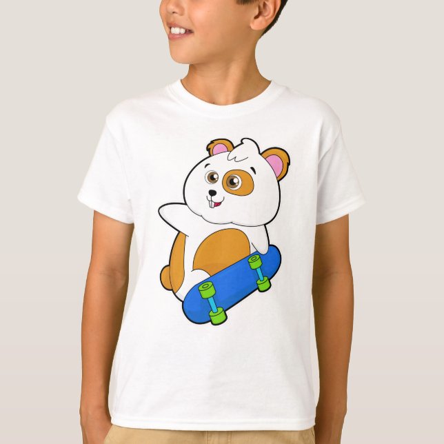 Camiseta Hamster como Patinador com skate (Frente)