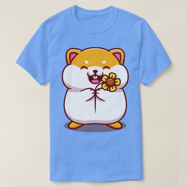 Camiseta Hamster Cortado Segurando Fogo Solar (Frente do Design)