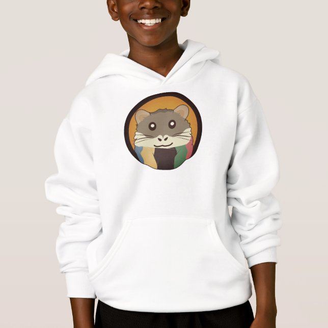 Camiseta Hamster de desenho animado bonito com um cachecol  (Frente)