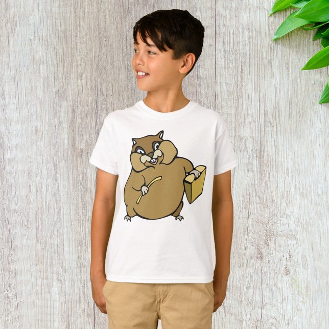 Camiseta Hamster de Desenho Animado Marrom com Queijo (Criador carregado)