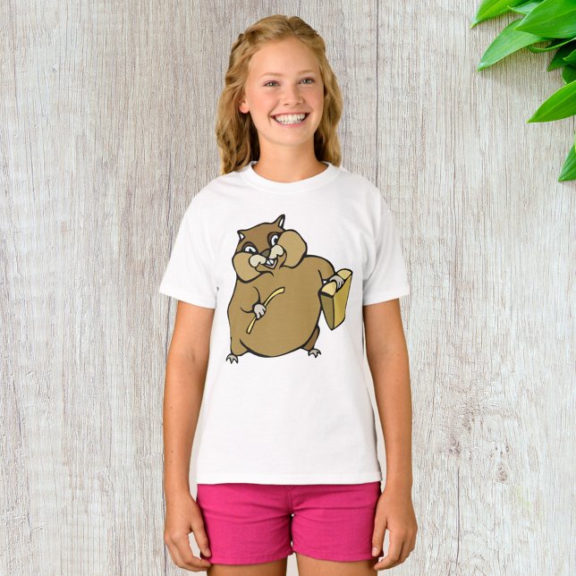 Camiseta Hamster de desenho animado marrom com queijo (Criador carregado)