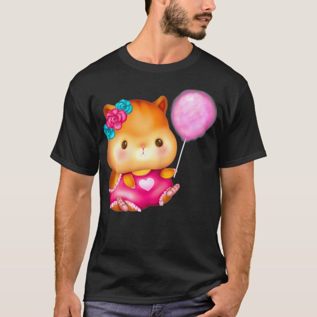 Camiseta Hamster de Verão e Balão Rosa, Figurino (Frente)