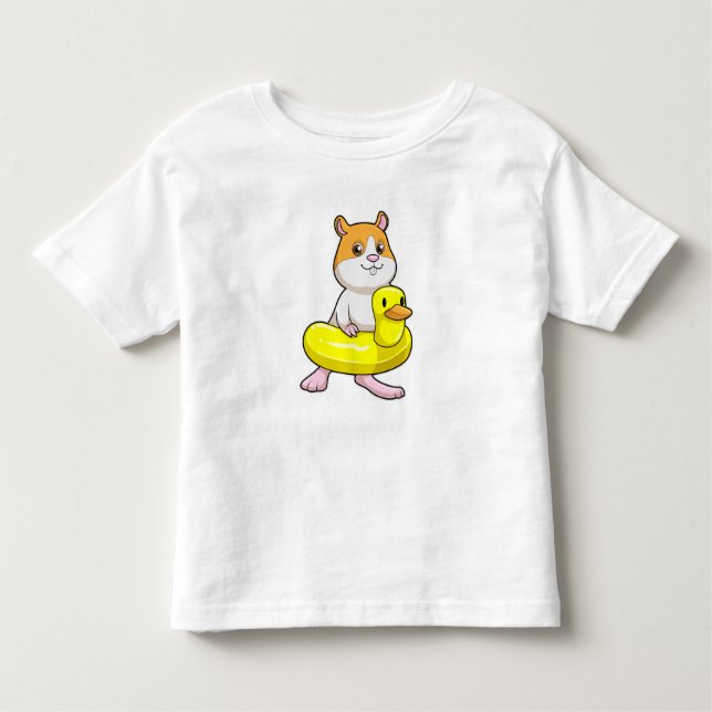 Camiseta Hamster em Beach com Duck como anel de Natação (Frente)