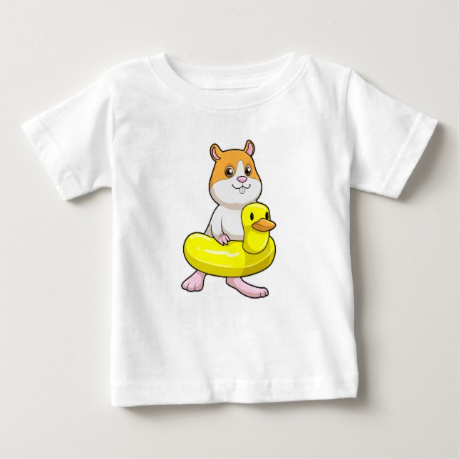 Camiseta Hamster em Beach com Duck como anel de Natação (Frente)