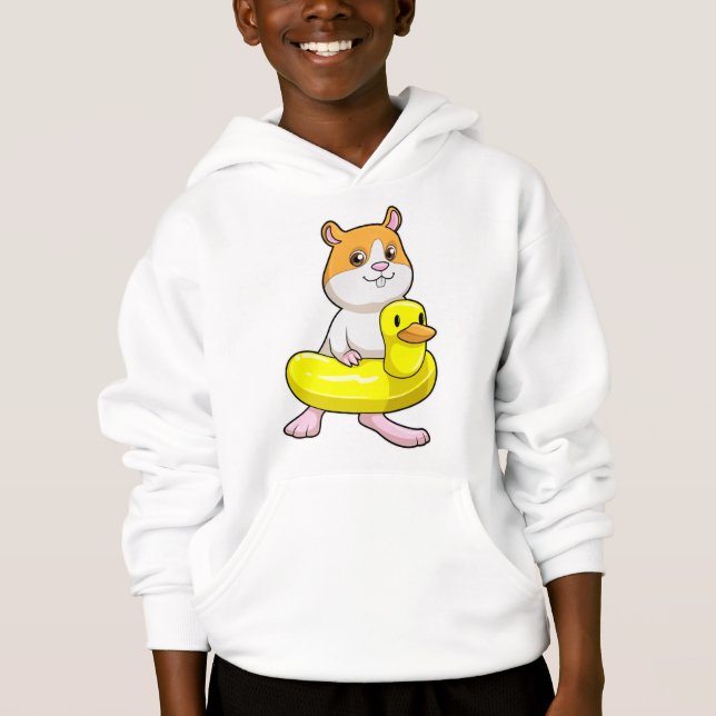 Camiseta Hamster em Beach com Duck como anel de Natação (Frente)