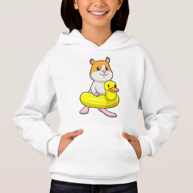Camiseta Hamster em Beach com Duck como anel de Natação (Frente)