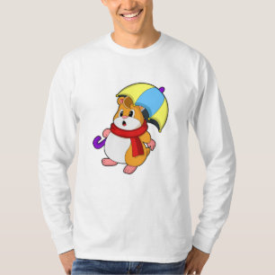 Camiseta Hamster em Chuva com Guarda-chuvas