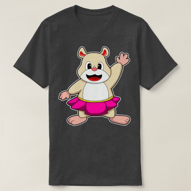 Camiseta Hamster em dança com saia (Frente do Design)