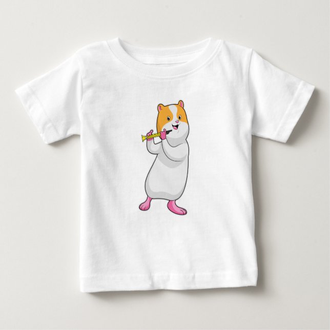 Camiseta Hamster em Música com Flute (Frente)