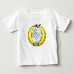 Camiseta Hamster em Nadar com anel de Natação