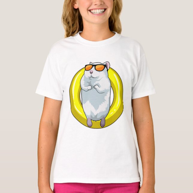 Camiseta Hamster em Nadar com anel de Natação (Frente)