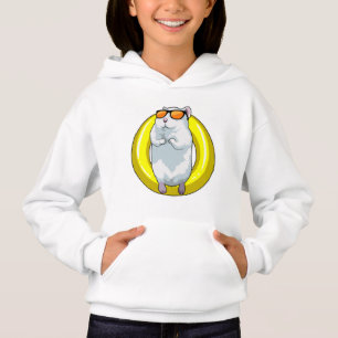 Camiseta Hamster em Nadar com anel de Natação