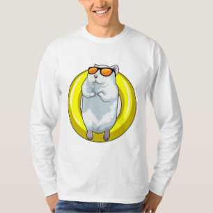 Camiseta Hamster em Nadar com anel de Natação