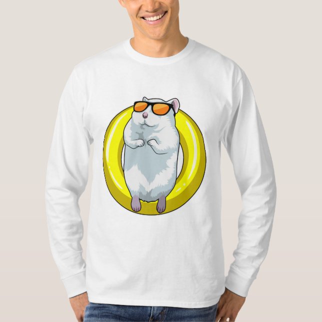 Camiseta Hamster em Nadar com anel de Natação (Frente)