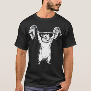 Camiseta Hamster Engraçado Malhando na Academia Animal