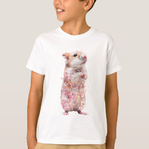 Camiseta Hamster Florido Aquarela Crianças