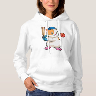Camiseta Hamster no Cricket com bastão e Boné de críquete
