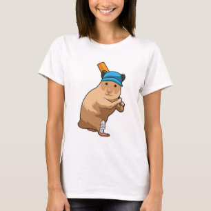 Camiseta Hamster no Cricket com morcego de Cricket