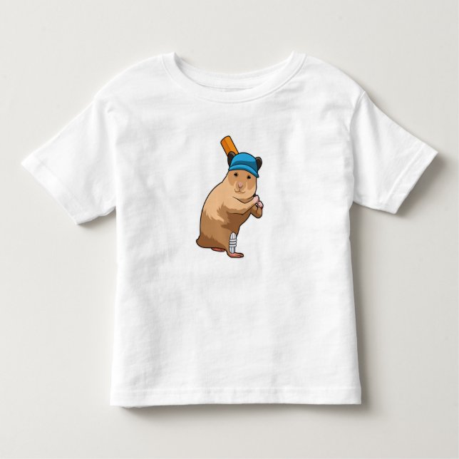 Camiseta Hamster no Cricket com morcego de críquete (Frente)