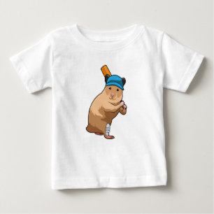 Camiseta Hamster no Cricket com morcego de críquete