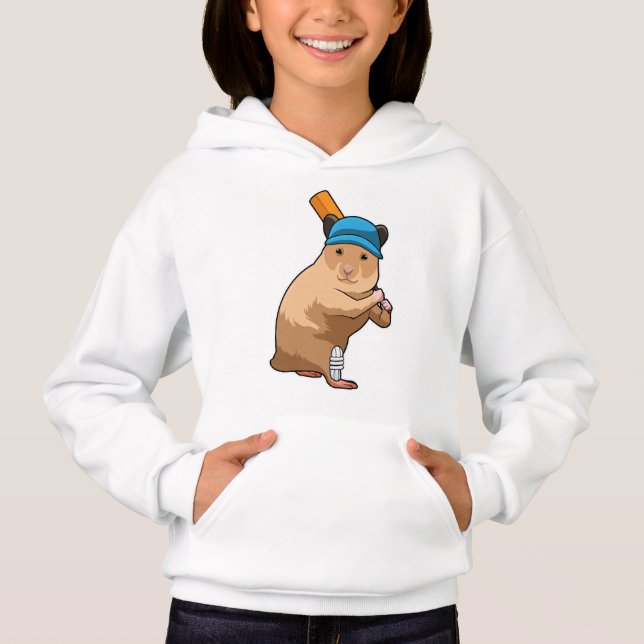 Camiseta Hamster no Cricket com morcego de críquete (Frente)