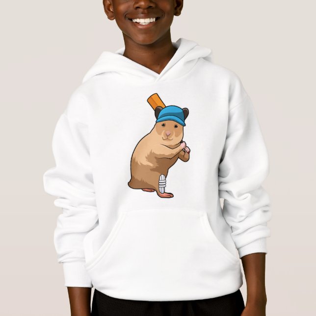 Camiseta Hamster no Cricket com morcego de críquete (Frente)