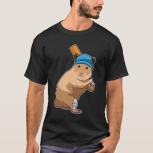 Camiseta Hamster no Cricket com morcego de críquete