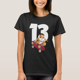 Camiseta Hamster No Skateboard 13 Anos Aniversário De 13