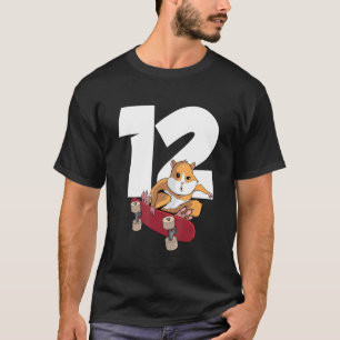 Camiseta Hamster No Skateboard De 12 Anos Aniversário De 12