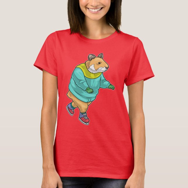 Camiseta Hamster patinação no gelo Patins de gelo (Frente)