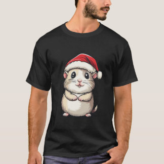 Camiseta Hamster Santa Hat Pet Lover Boys Garotas Cristo
