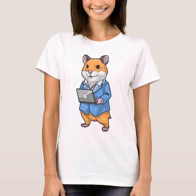 Camiseta Hamster Secretary Laptop Office (Frente)