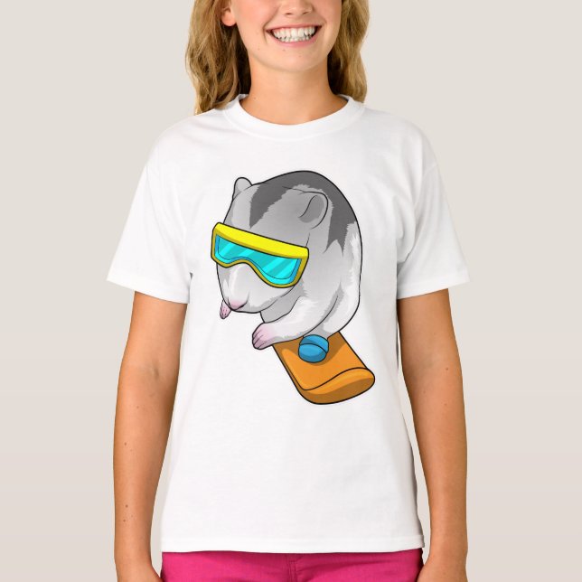 Camiseta Hamster Snowboarder Snowboard (Frente)