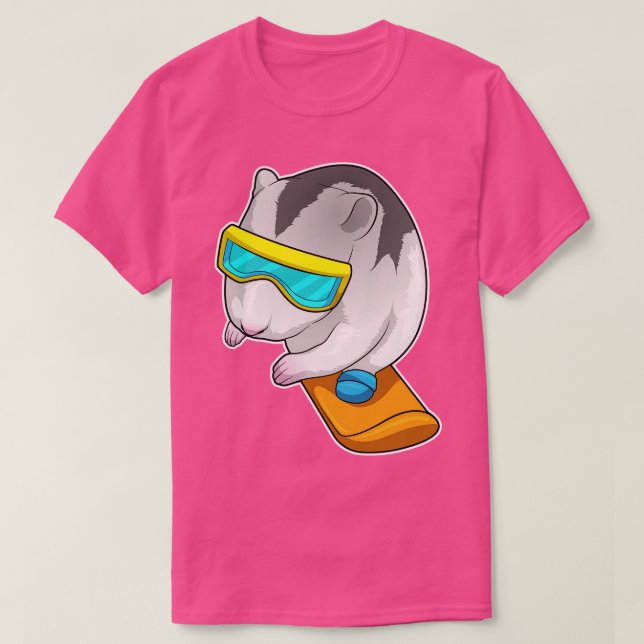 Camiseta Hamster Snowboarder Snowboard (Frente do Design)