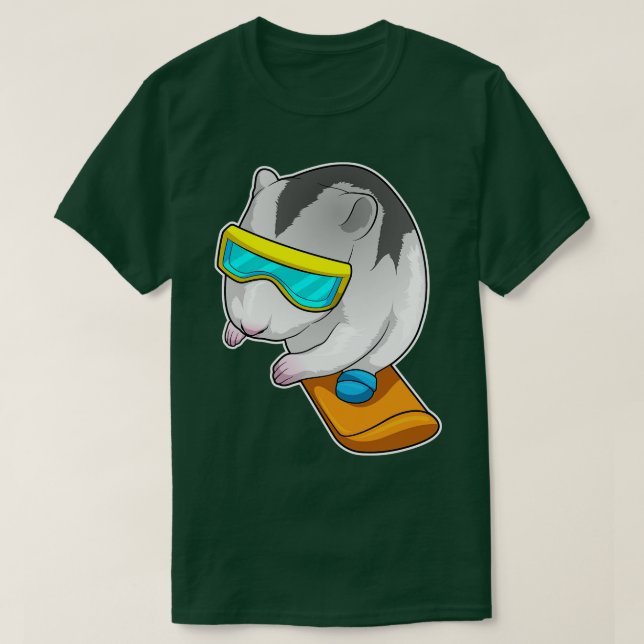Camiseta Hamster Snowboarder Snowboard (Frente do Design)