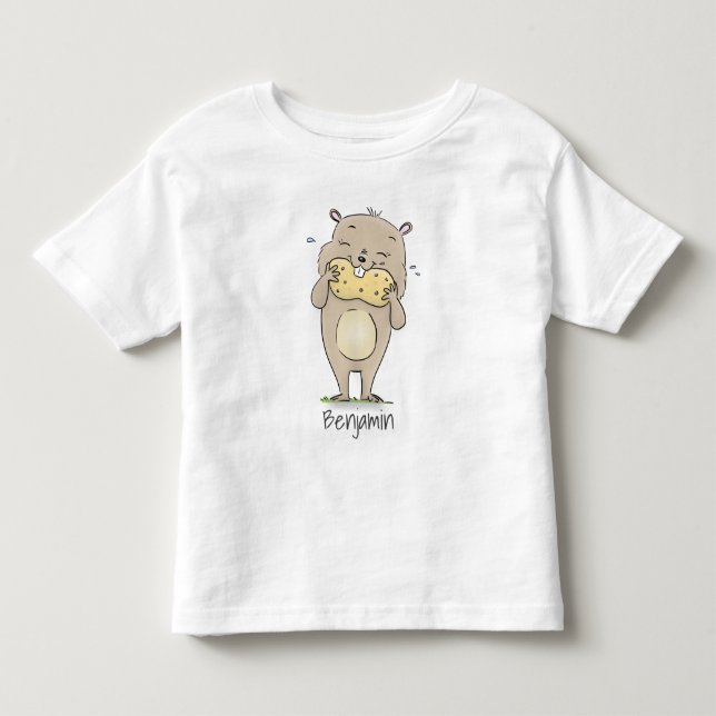 Camiseta Hamster sorridente e bonito com desenho animado de (Frente)