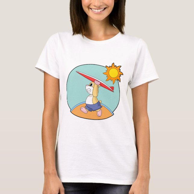 Camiseta Hamster Surfando Prancha de Surfe Verão (Frente)