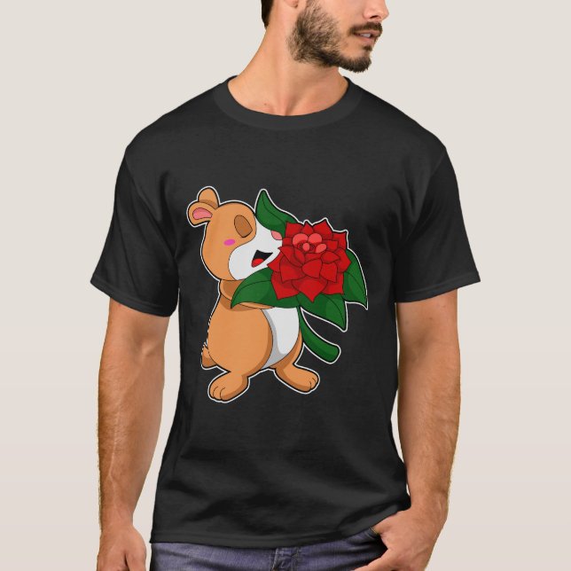 Camiseta Hamster with Flower Rose (Frente)