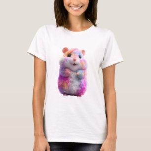 Camiseta Hamstérreo Galáxia Brilho Pastel Arco-íris Mulhere