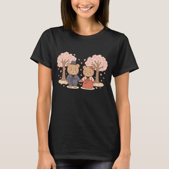 Camiseta Hanbok Bears Cherry Blossom T Shirt (Frente)