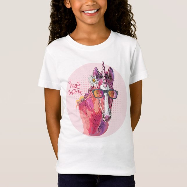 Camiseta Hand drawing pink Unicorn (Frente)