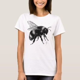 Camiseta Hand‑Drawn Bee Illustration – Detailed Ink Art T‑S
