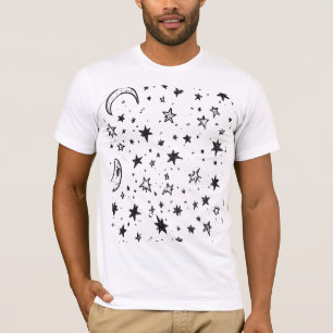 Camiseta Hand Drawn Celestial Night Sky Pattern