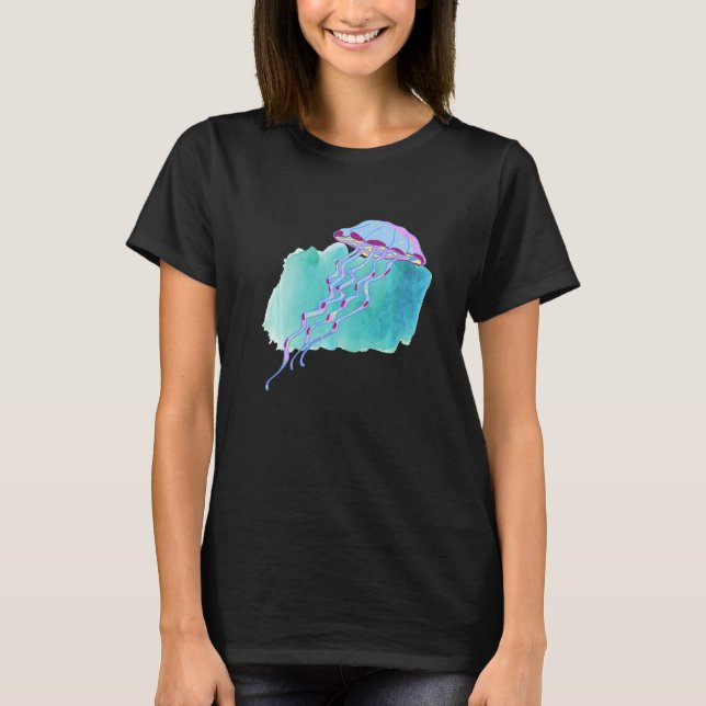 Camiseta Hand Drawn Jellyfish Deep Ocean Creatures and Rift (Frente)