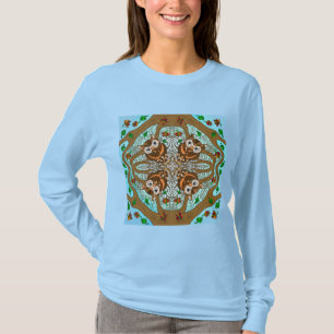 Camiseta Hand Drawn Owl Mandala Trabalho de arte