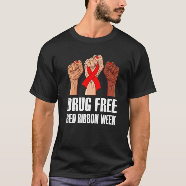 Camiseta Hand In October We Wear Red Ribbon Week Awareness  (Frente)
