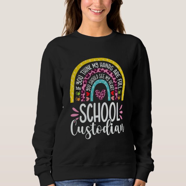 Camiseta Hands are Full Cute School Custodian Janitor Appre (Frente)